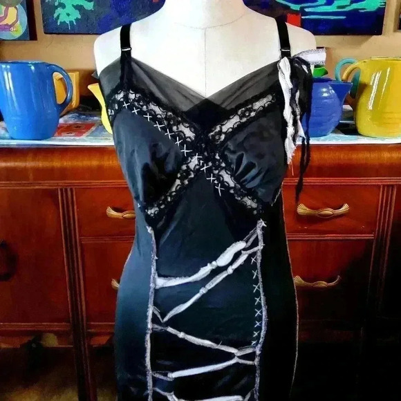 RARE Early 2000s Wearydrearies Destroyed Slip Dress S - Picture 1 of 7